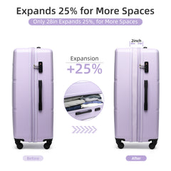 Hard Shell Travel Bags Luggage Carry-on Set Lavender
