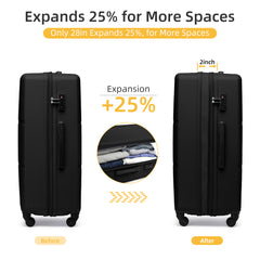 Hard Shell Travel Bags Luggage Carry-on Set Black