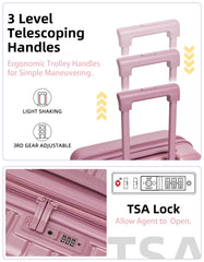 LARVENDER Airline-compliant 20-inch luggage with TSA lock and collapsible design