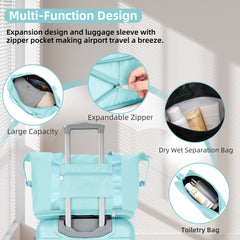 Suitcase Luggage Sets Classic Travel Bags 5 Pieces Sky Blue