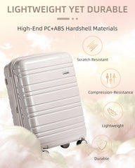 Hard Shell Carry-On Luggage Set 3 Pieces With Duffel & Toiletry Bag Glossy Champagne