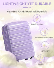 Hard Shell Carry-On Luggage Set 3 Pieces With Duffel & Toiletry Bag Lavender