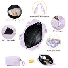 PP Material Hard Side Travel Carry On Vintage Luggage Bags Lavender