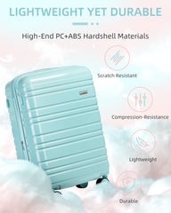 Hard Shell Carry-On Luggage Set 3 Pieces With Duffel & Toiletry Bag Light Blue