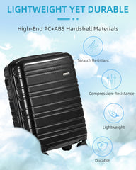 Hard Shell Carry-On Luggage Set 3 Pieces With Duffel & Toiletry Bag Glossy Black