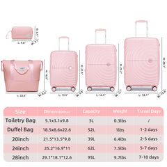 PP Soft Luggage Set 5 Piece With Travel Backpack Pink