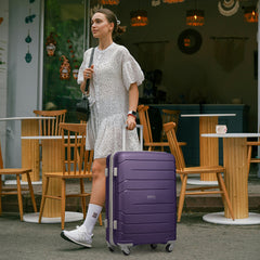 20/24/28 Inch PP Hard Shell Luggage 5 Piece Purple