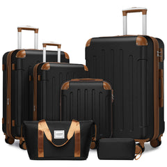 Hardside Luggage Set 6 piece  With Duffel & Toiletry Bag Black