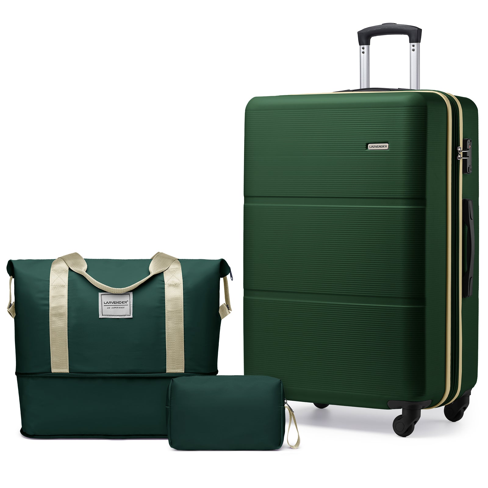 Hard Shell Travel Bags Luggage Carry-on Set Forest Green