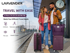 Suitcase Luggage Sets Classic Travel Bags 5 Pieces Purple