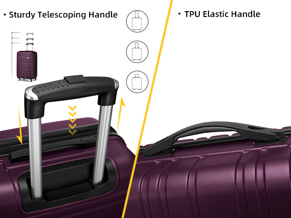 Suitcase Luggage Sets Classic Travel Bags 5 Pieces Purple