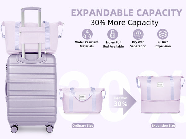 Suitcase Luggage Sets Classic Travel Bags 5 Pieces Lavender