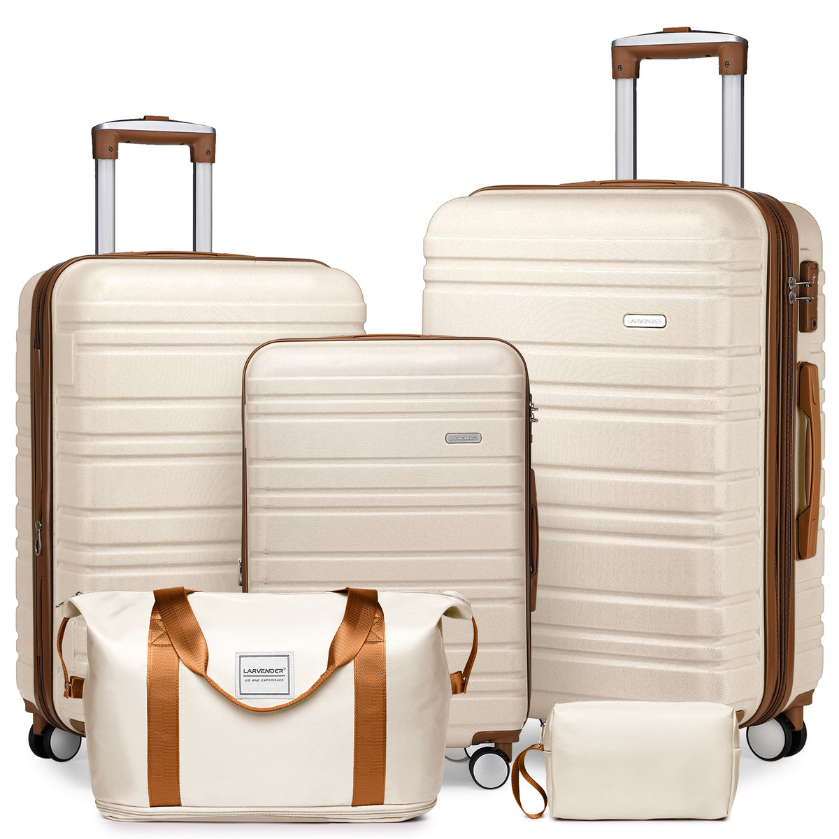 Suitcase Luggage Sets Classic Travel Bags 5 Pieces Beige