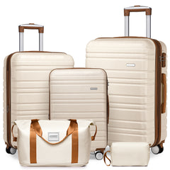 Suitcase Luggage Sets Classic Travel Bags 5 Pieces Beige