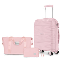 PP Material Hard Side Travel Carry On Vintage Luggage Bags Pink