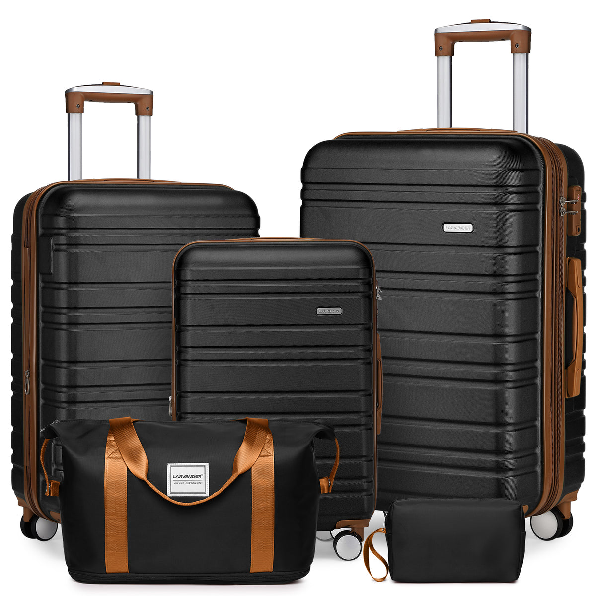 Suitcase Luggage Sets Classic Travel Bags 5 Pieces Black