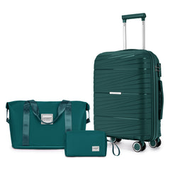PP Material Hard Side Travel Carry On Vintage Luggage Bags Bottle Green
