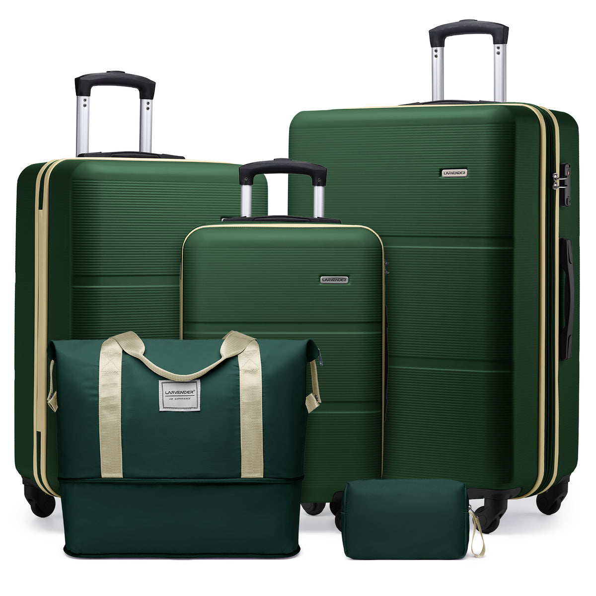 Hard Shell Travel Bags Luggage Carry-on Set Forest Green