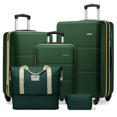 Hard Shell Travel Bags Luggage Carry-on Set Forest Green