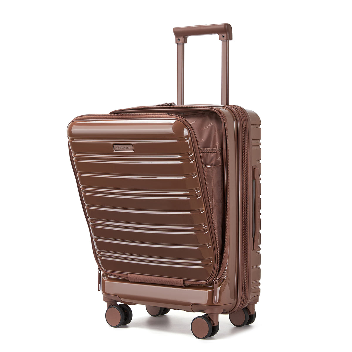 20-Inch Trendy Mocha-Colored Suitcase with Front-Opening Design