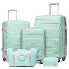 20/24/28 Inch PP Hard Shell Luggage 5 Piece Green
