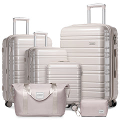 LARVENDER Luggage Sets 6 Piece Hardside Expandable Suitcase with Wheels