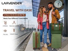 Suitcase Luggage Sets Classic Travel Bags 5 Pieces Green