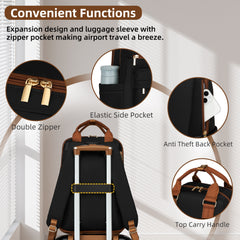 Vintage Luggage Sets 3 Piece Hard Suitcase With Travel Backpack Black