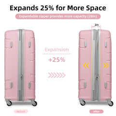 20/24/28 Inch PP Hard Shell Luggage 5 Piece Pink