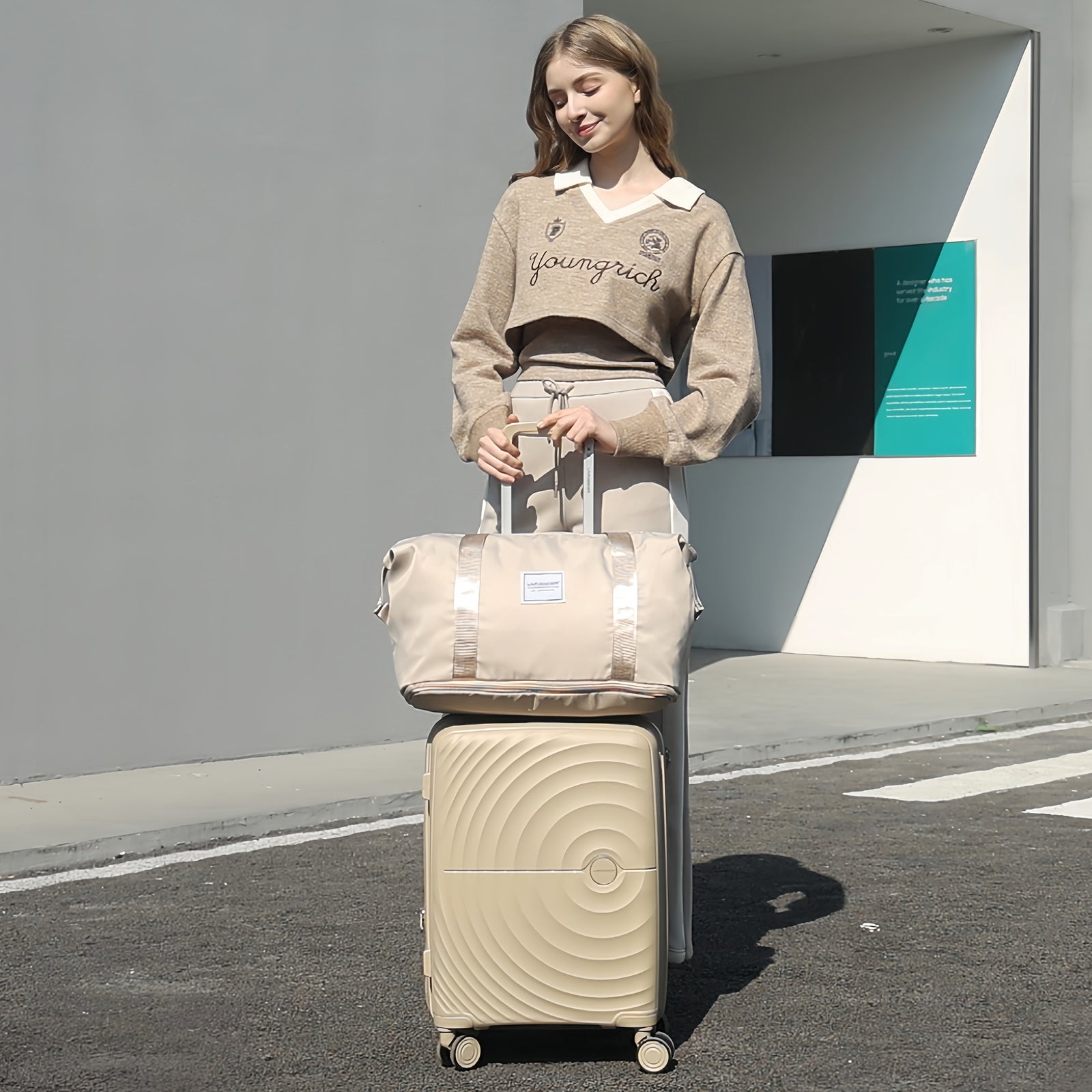 PP Soft Luggage Set 5 Piece With Travel Backpack Khaki