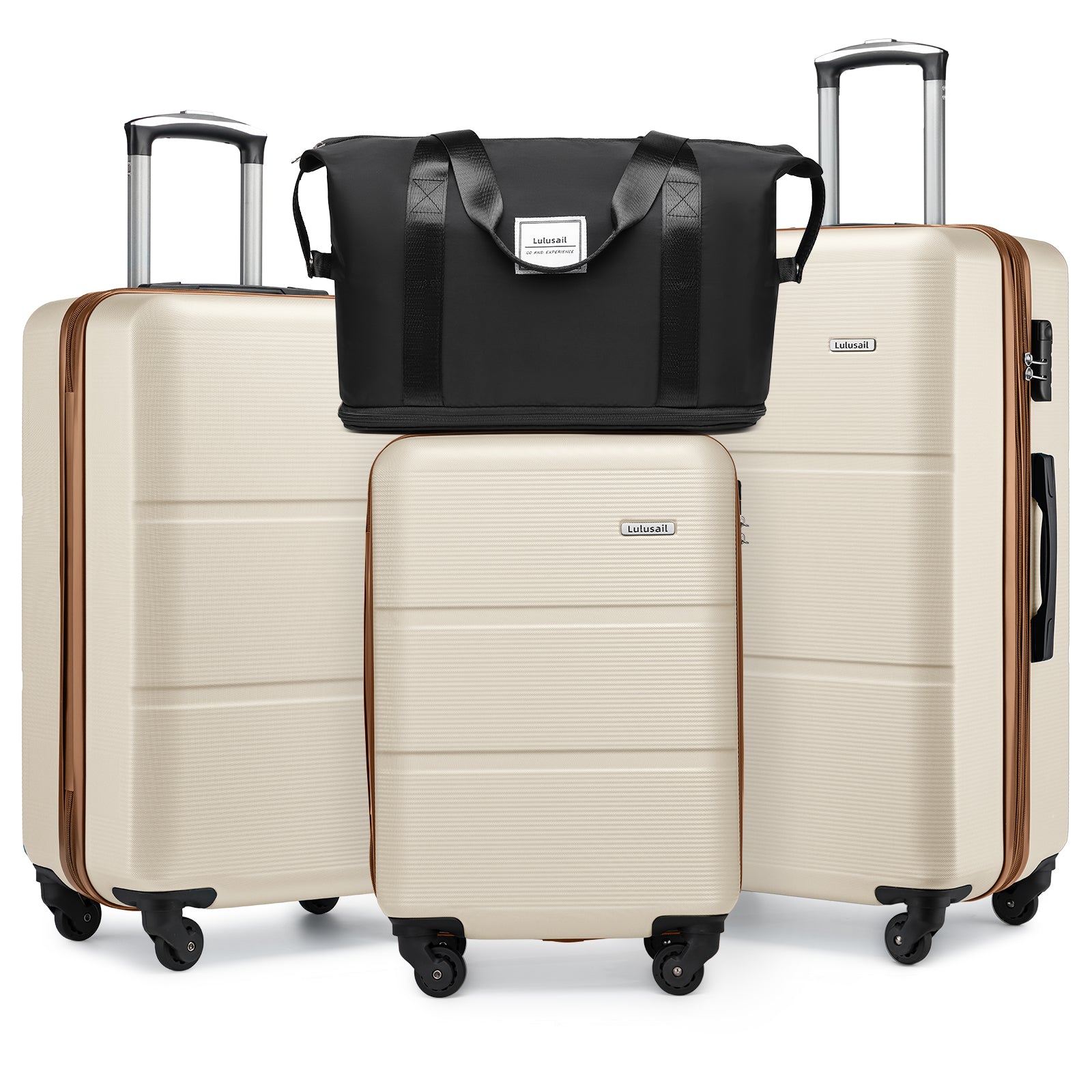 Hard Shell Travel Bags Luggage Carry-on Set Beige