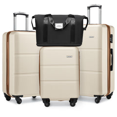 Hard Shell Travel Bags Luggage Carry-on Set Beige