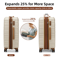 Suitcase Luggage Sets Classic Travel Bags 5 Pieces Beige