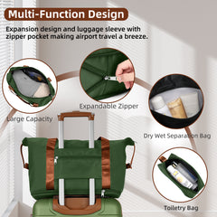 Suitcase Luggage Sets Classic Travel Bags 5 Pieces Green