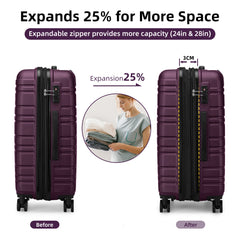 Suitcase Luggage Sets Classic Travel Bags 5 Pieces Purple