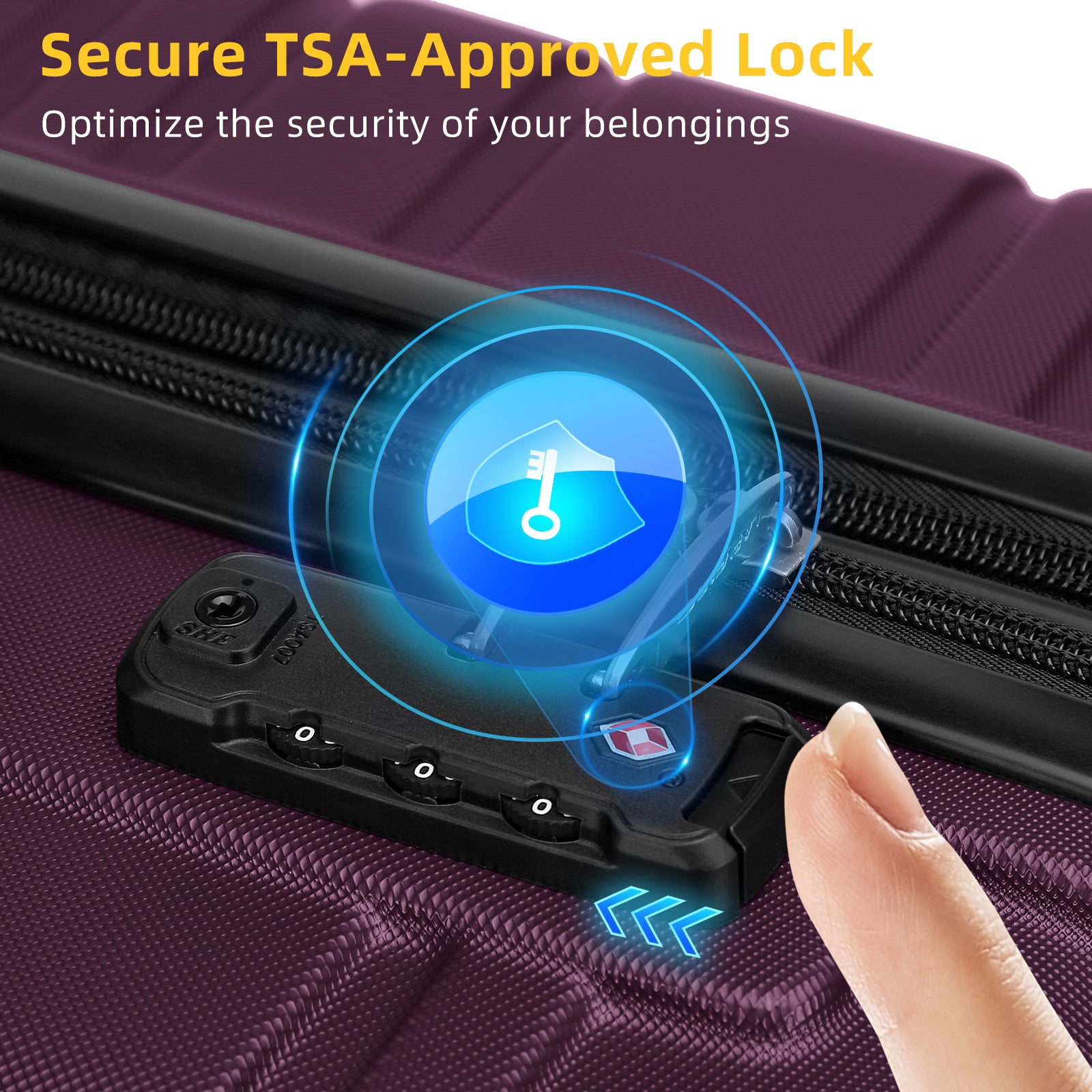 Suitcase Luggage Sets Classic Travel Bags 5 Pieces Purple