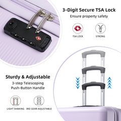 Hard Shell Travel Bags Luggage Carry-on Set Lavender