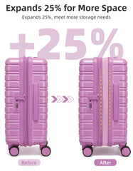 Airline-approved Larvender 20-inch suitcase featuring TSA security lock and collapsible storage design