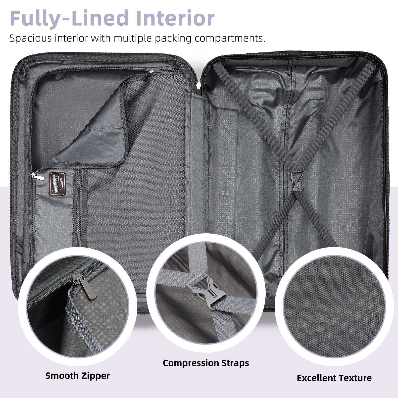 Hardside Luggage Set 6 piece  With Duffel & Toiletry Bag Lavender