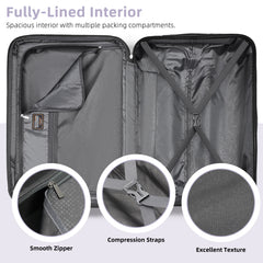 Hardside Luggage Set 6 piece  With Duffel & Toiletry Bag Lavender