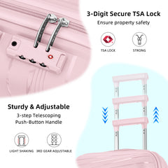 PP Material Hard Side Travel Carry On Vintage Luggage Bags Pink
