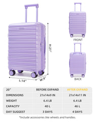 Collapsible Larvender 20-inch travel luggage – Airline compliant carry-on with integrated TSA lock