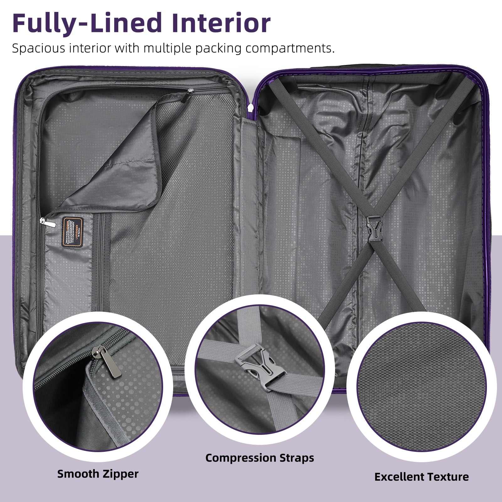 Hardside Luggage Set 6 piece  With Duffel & Toiletry Bag Purple