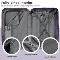 Hardside Luggage Set 6 piece  With Duffel & Toiletry Bag Purple