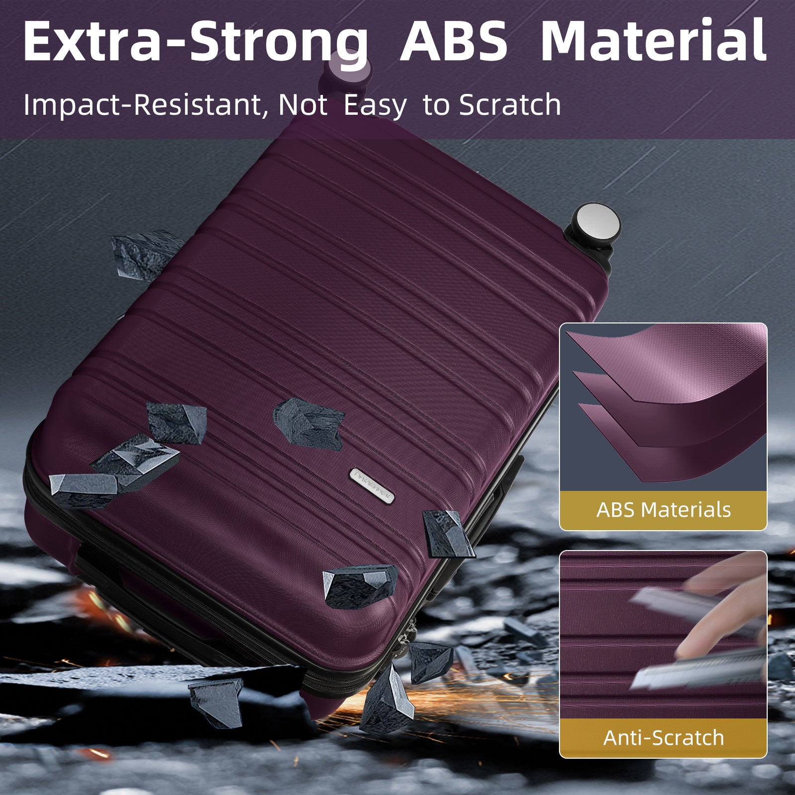 Suitcase Luggage Sets Classic Travel Bags 5 Pieces Purple
