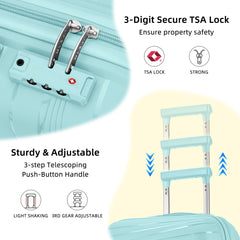 PP Material Hard Side Travel Carry On Vintage Luggage Bags Mint Green