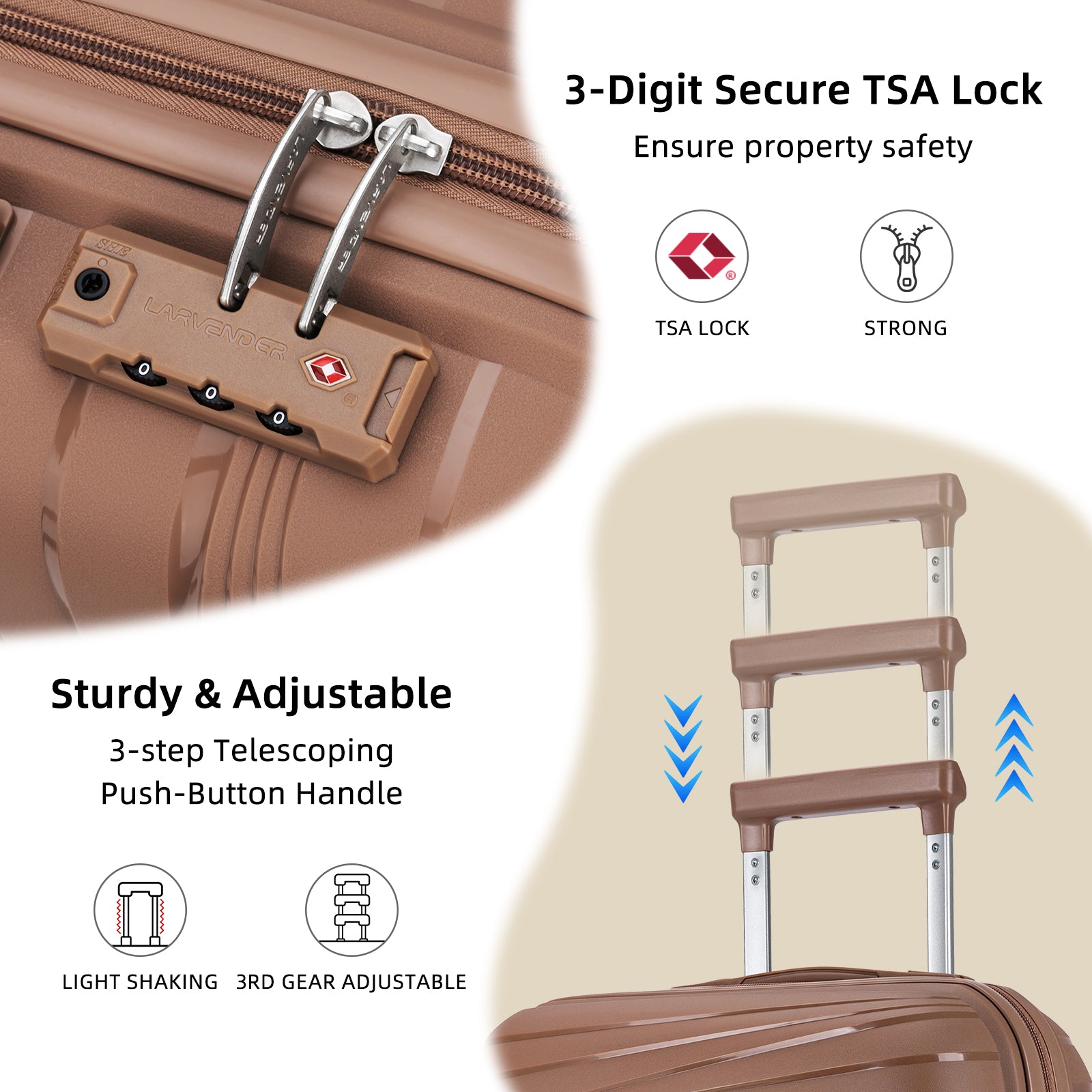 PP Material Hard Side Travel Carry On Vintage Luggage Bags Blown