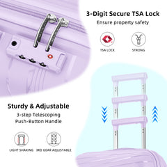 PP Material Hard Side Travel Carry On Vintage Luggage Bags Lavender