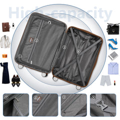 Hard Shell Luggage Set 6 Piece With Duffel & Toiletry Bag Black