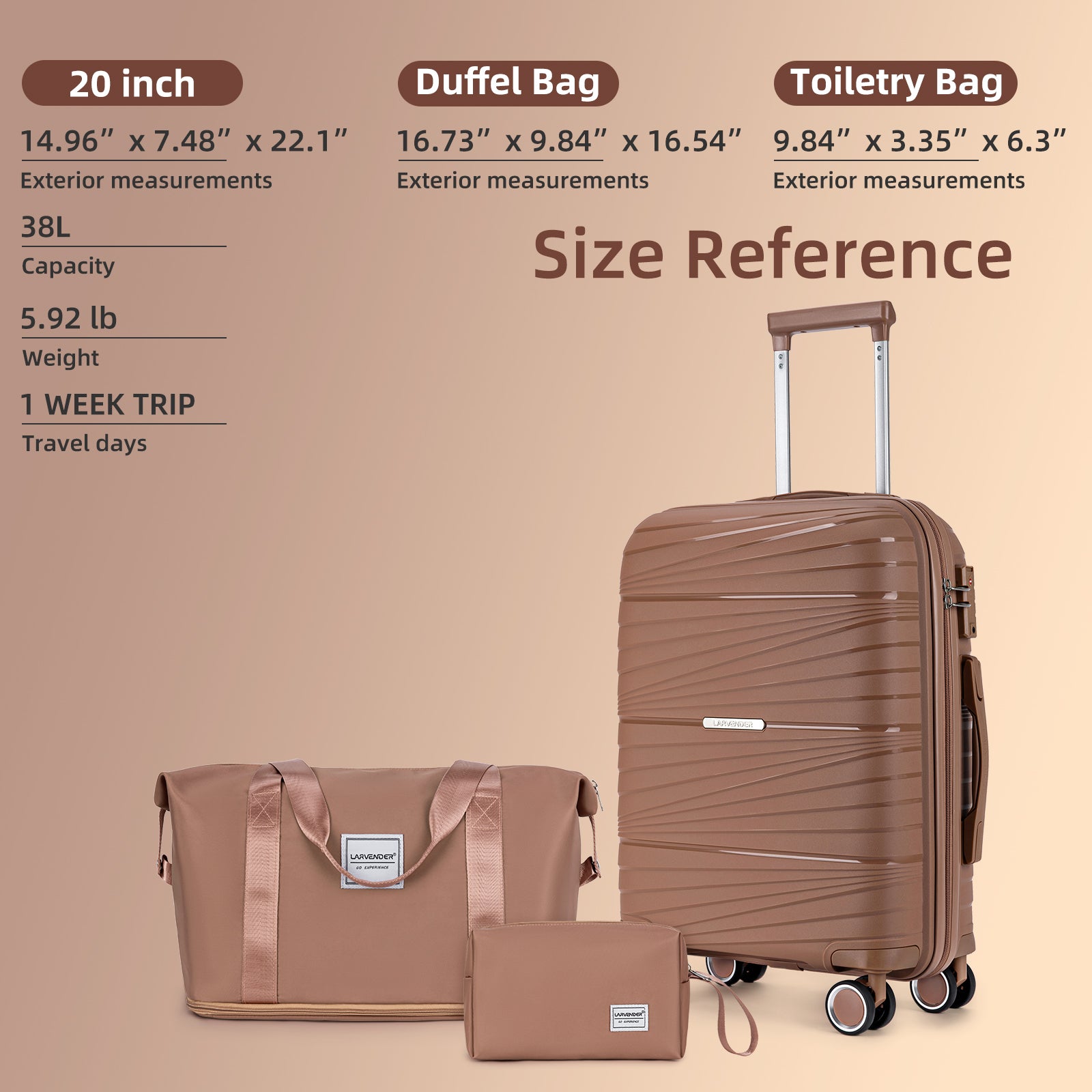 PP Material Hard Side Travel Carry On Vintage Luggage Bags Blown
